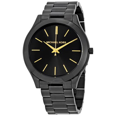 michael kors slim runway black stainless steel watch mk3221|Michael Kors slim runway watch.